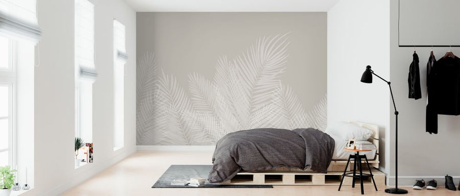 PHOTOWALL / Swaying Palm Leaves - Beige-White (e321947)