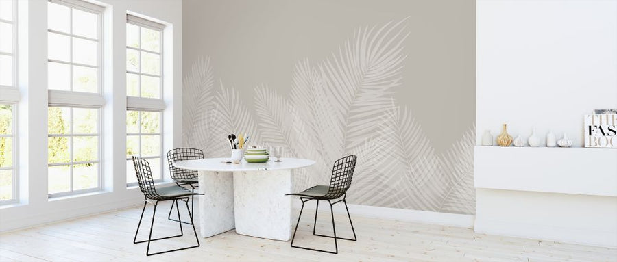 PHOTOWALL / Swaying Palm Leaves - Beige-White (e321947)