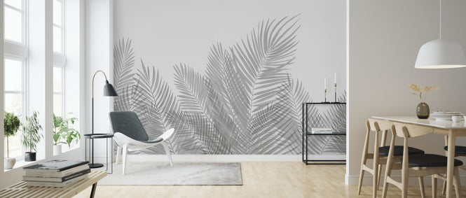 PHOTOWALL / Swaying Palm Leaves - Gray (e321950)