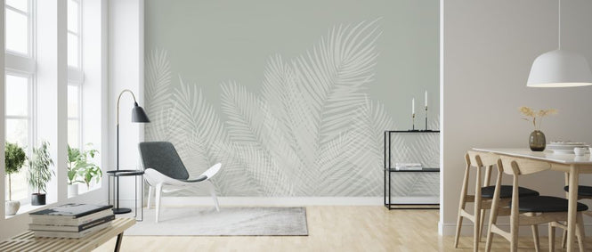 PHOTOWALL / Swaying Palm Leaves - Green-White (e321951)
