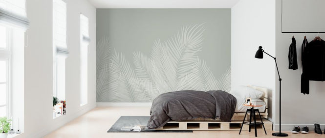 PHOTOWALL / Swaying Palm Leaves - Green-White (e321951)