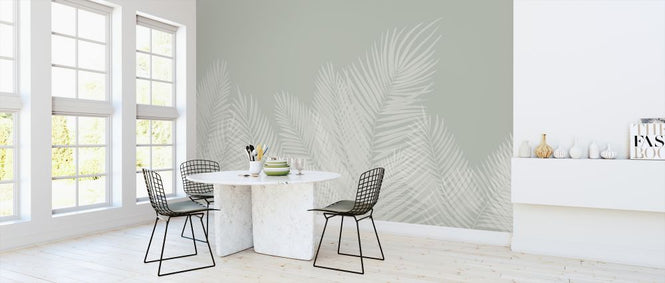 PHOTOWALL / Swaying Palm Leaves - Green-White (e321951)
