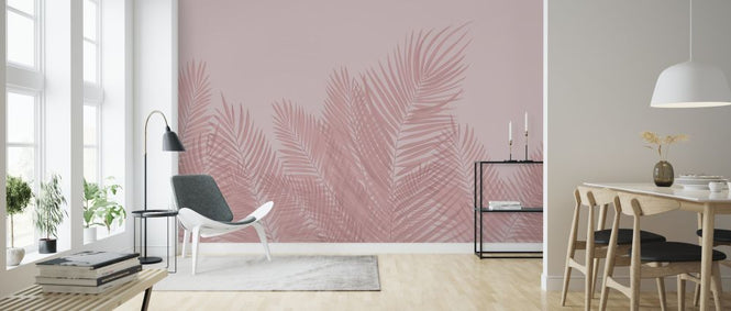 PHOTOWALL / Swaying Palm Leaves - Pink (e321952)