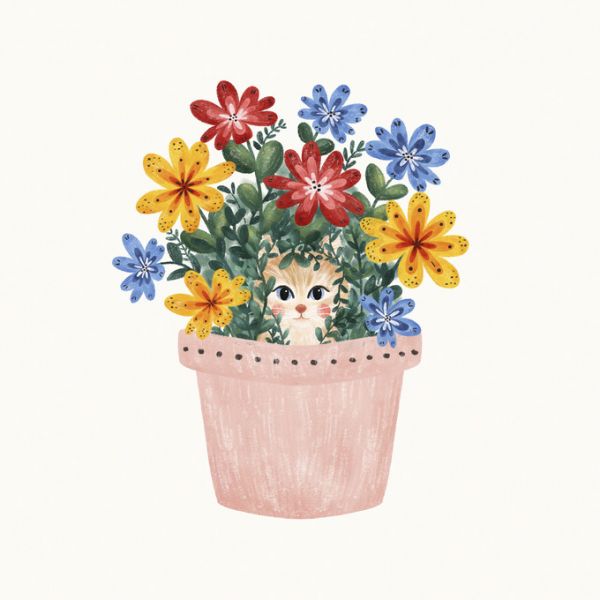 PHOTOWALL / Cat in the Flowerpot (e322964)