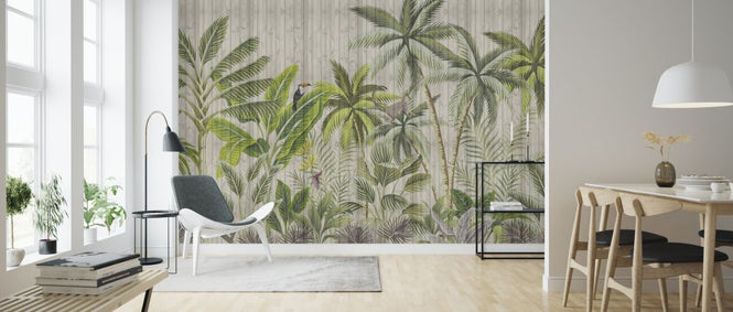 PHOTOWALL / Tropical Scene on Plank Wall (e323031)