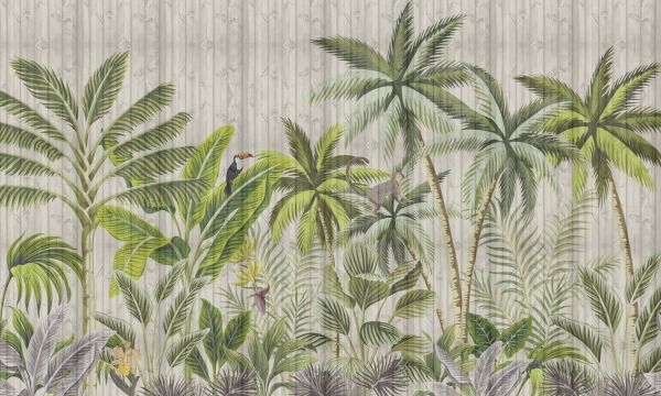 PHOTOWALL / Tropical Scene on Plank Wall (e323031)