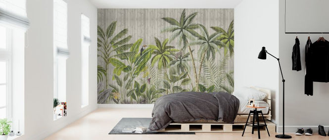 PHOTOWALL / Tropical Scene on Plank Wall (e323031)