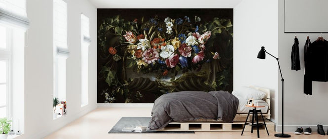 PHOTOWALL / Garland of Flowers with Landscape - Infographics (e322100)