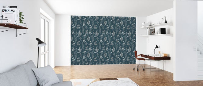 PHOTOWALL / Flowered Blossoms - Teal (e325491)