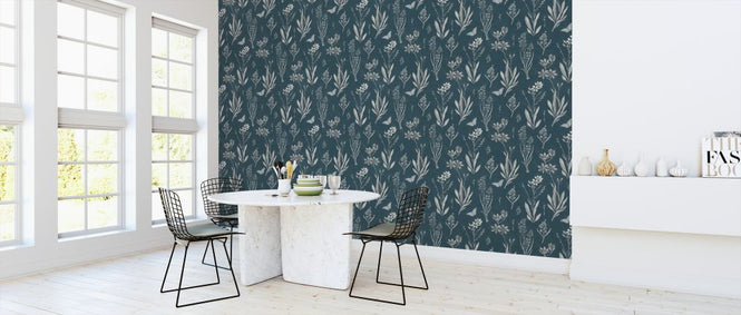 PHOTOWALL / Flowered Blossoms - Teal (e325491)