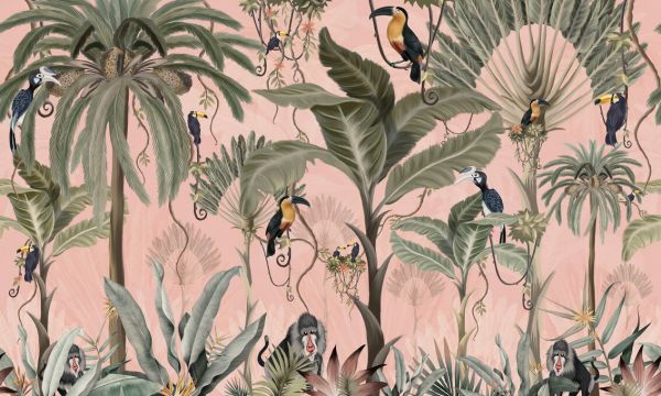 PHOTOWALL / Exotic Jungle - Pink (e325515)