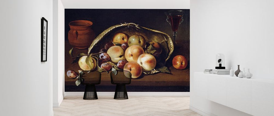 PHOTOWALL / Basket with Peaches and Plums - Infographics (e322371)