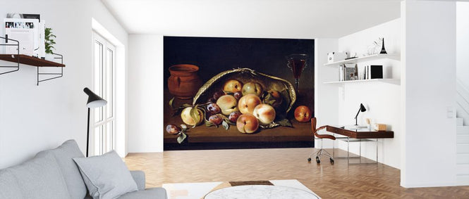 PHOTOWALL / Basket with Peaches and Plums - Infographics (e322371)