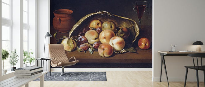PHOTOWALL / Basket with Peaches and Plums - Infographics (e322371)