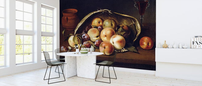 PHOTOWALL / Basket with Peaches and Plums - Infographics (e322371)