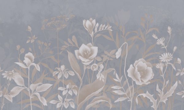 PHOTOWALL / Gentle Botanical - Blue Sepia (e327123)