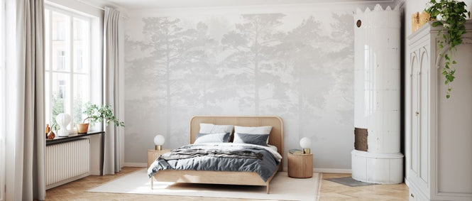 PHOTOWALL / Misty Pine Forest - Grey (e327620)