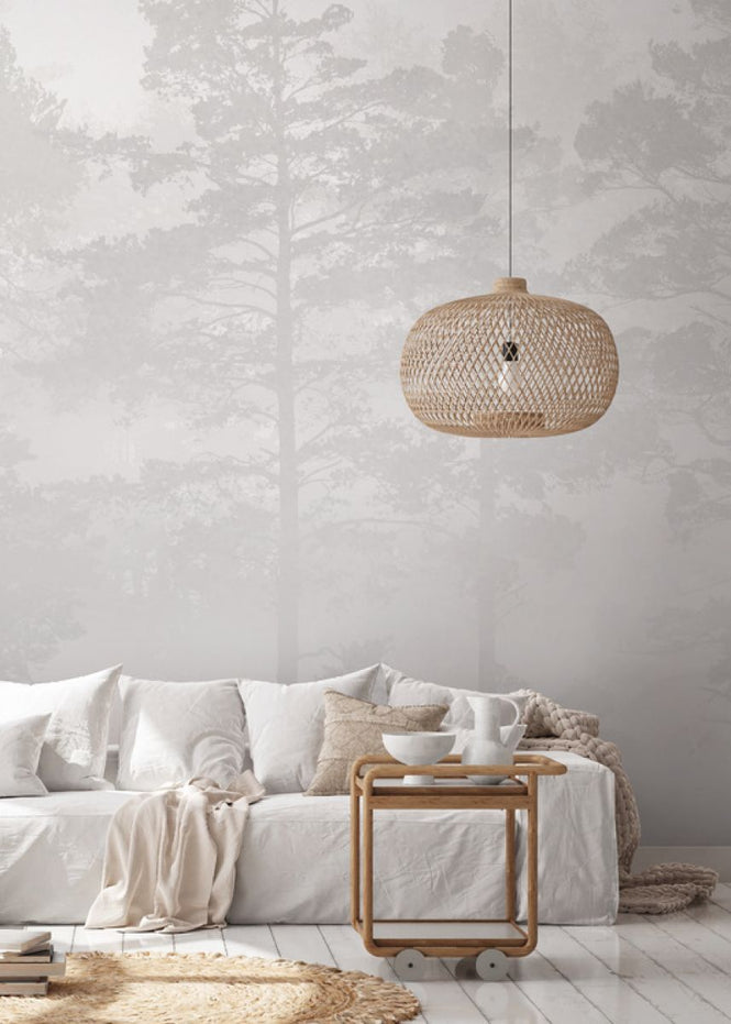 PHOTOWALL / Misty Pine Forest - Grey (e327620)