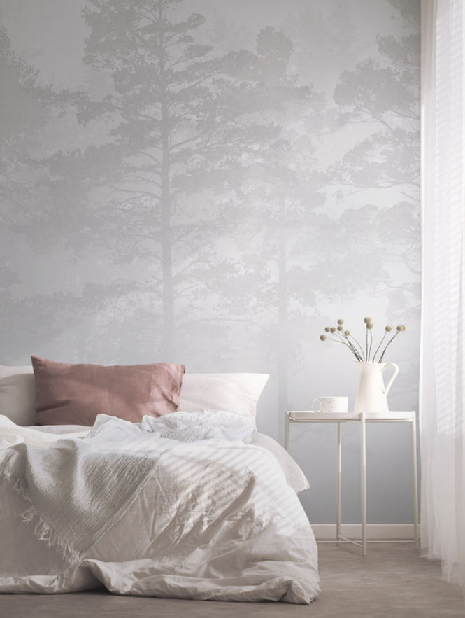 PHOTOWALL / Misty Pine Forest - Grey (e327620)