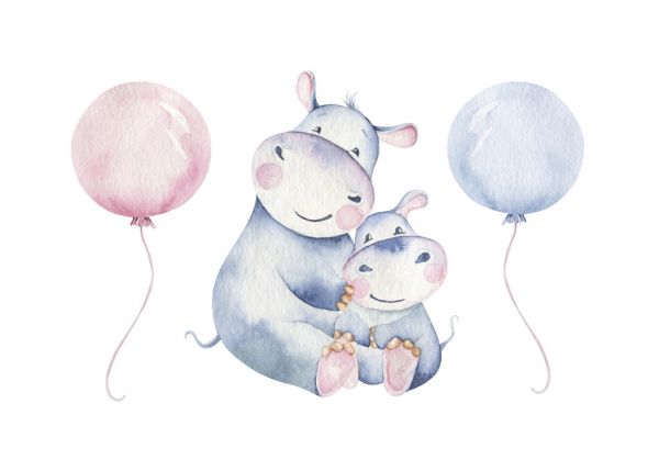 PHOTOWALL / Mother and Baby Hippo (e325071)