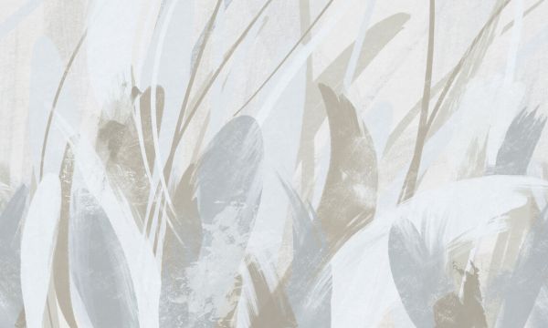 PHOTOWALL / Abstract Feathers - Soft Blue Brown (e328118)