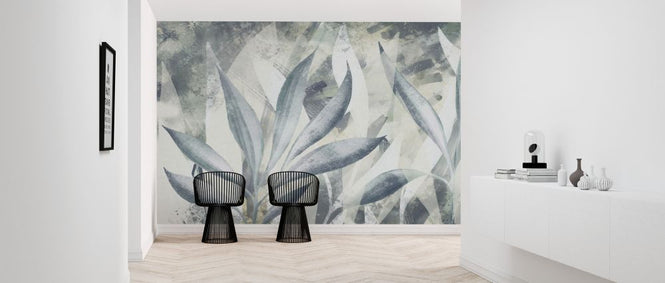 PHOTOWALL / Painted Leaves - Blue (e328124)