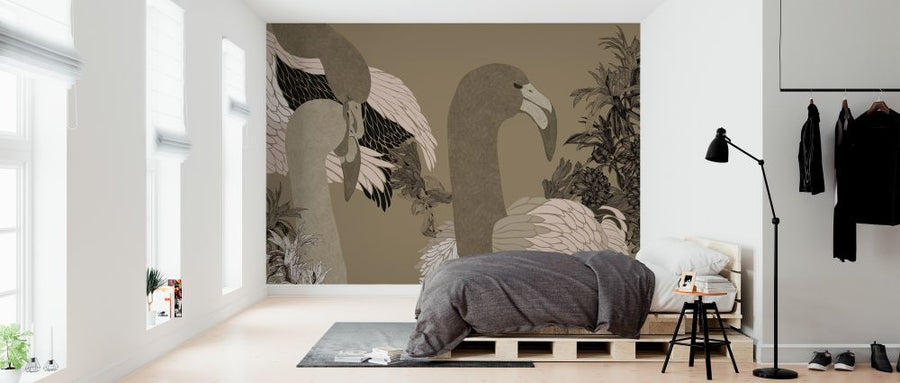 PHOTOWALL / Flamingo Devotion - Brown (e327689)