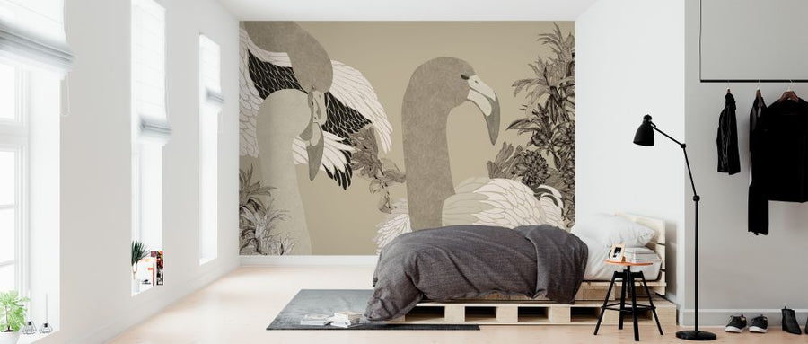 PHOTOWALL / Flamingo Devotion - Soft Brown (e327691)