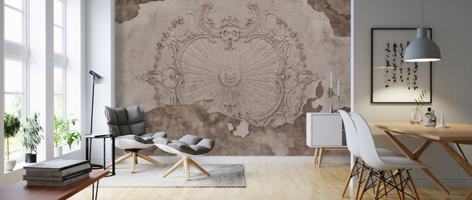 PHOTOWALL / Cracked wall with Ornament - Blush (e328531)