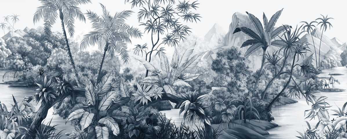 参考写真① PHOTOWALL / Tangled Jungle - Dark Blue (e328532) | 輸入壁紙