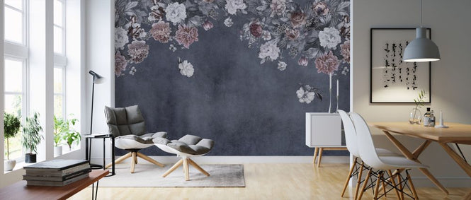 PHOTOWALL / Vintage Flower Wall - Blue (e328538)