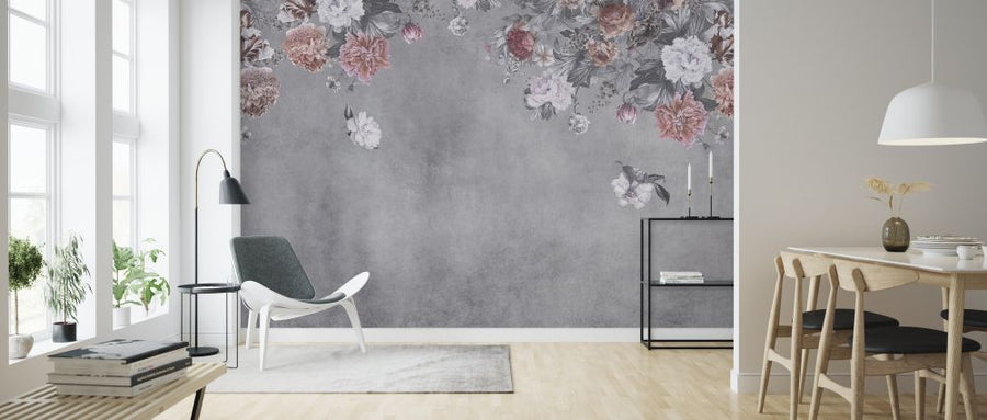 PHOTOWALL / Vintage Flower Wall - Grey (e328539)