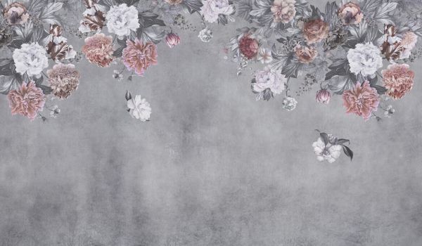 PHOTOWALL / Vintage Flower Wall - Grey (e328539)