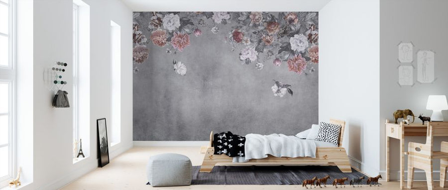 PHOTOWALL / Vintage Flower Wall - Grey (e328539)