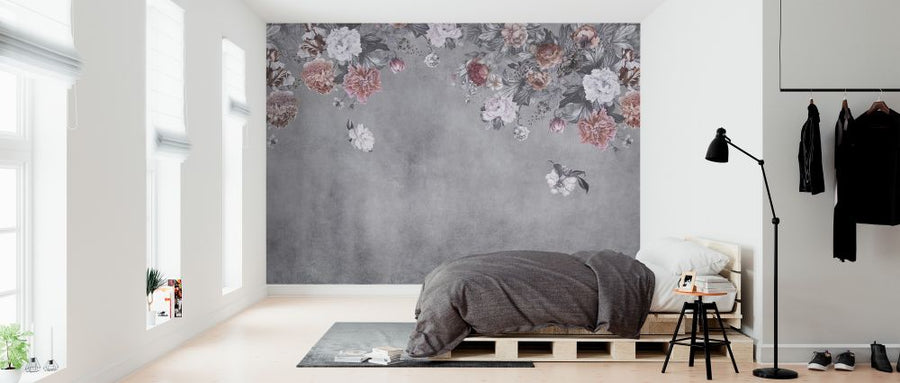 PHOTOWALL / Vintage Flower Wall - Grey (e328539)