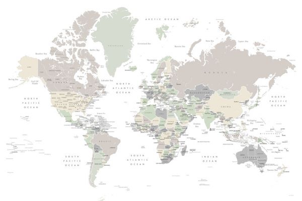 PHOTOWALL / World Map with Capitals (e325670)