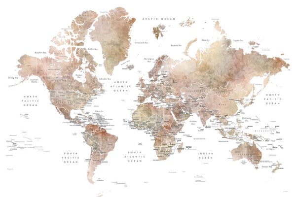 PHOTOWALL / World Map with Capitals (e325674)