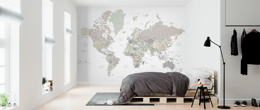 PHOTOWALL / World Map with Cities (e325681)
