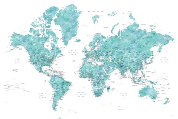 PHOTOWALL / World Map with Cities (e325683)