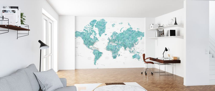 PHOTOWALL / World Map with Cities (e325683)