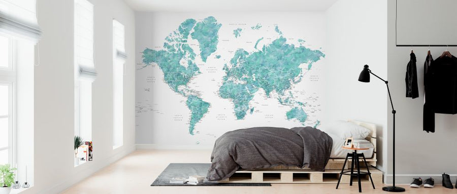 PHOTOWALL / World Map with Cities (e325683)