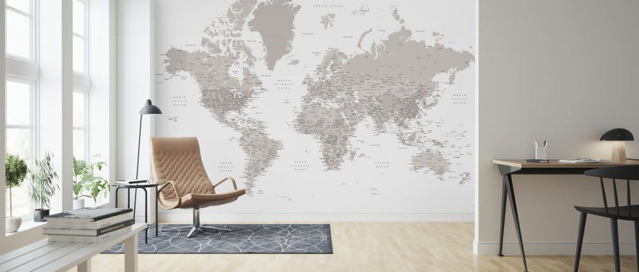 PHOTOWALL / World Map with Cities (e325684)