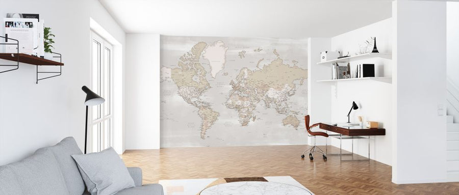 PHOTOWALL / World Map with Cities (e325687)