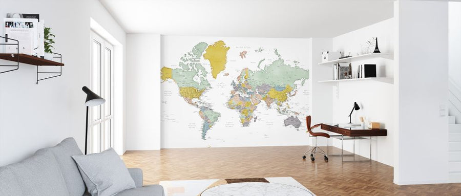 PHOTOWALL / World Map with Cities (e325690)