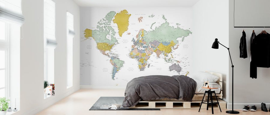 PHOTOWALL / World Map with Cities (e325690)