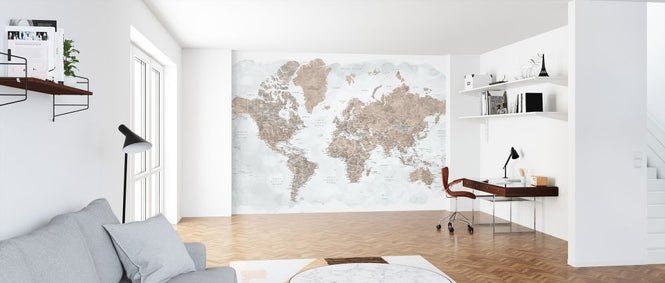 PHOTOWALL / World Map with Cities (e325692)