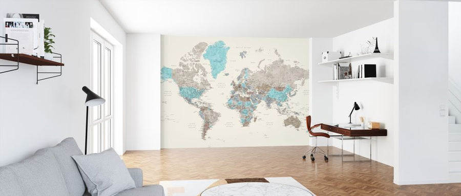 PHOTOWALL / World Map with Cities (e325695)
