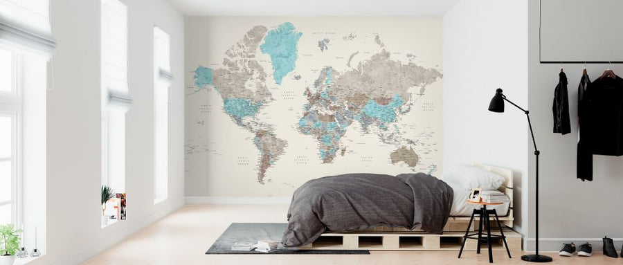 PHOTOWALL / World Map with Cities (e325695)