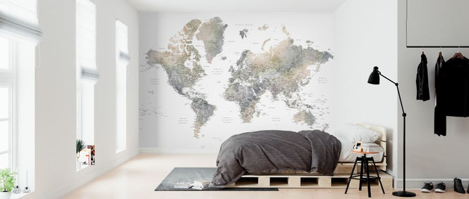 PHOTOWALL / World Map with Cities (e325699)