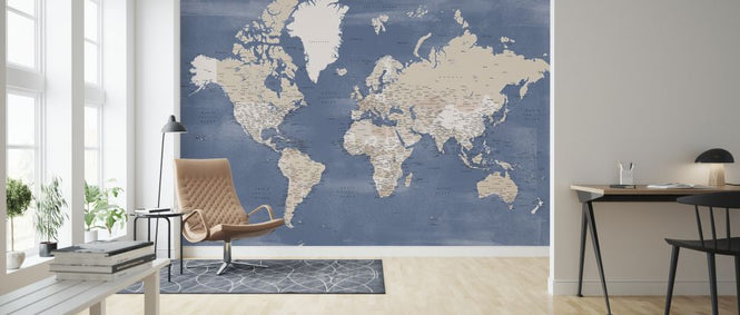 PHOTOWALL / World Map with Cities (e325702)